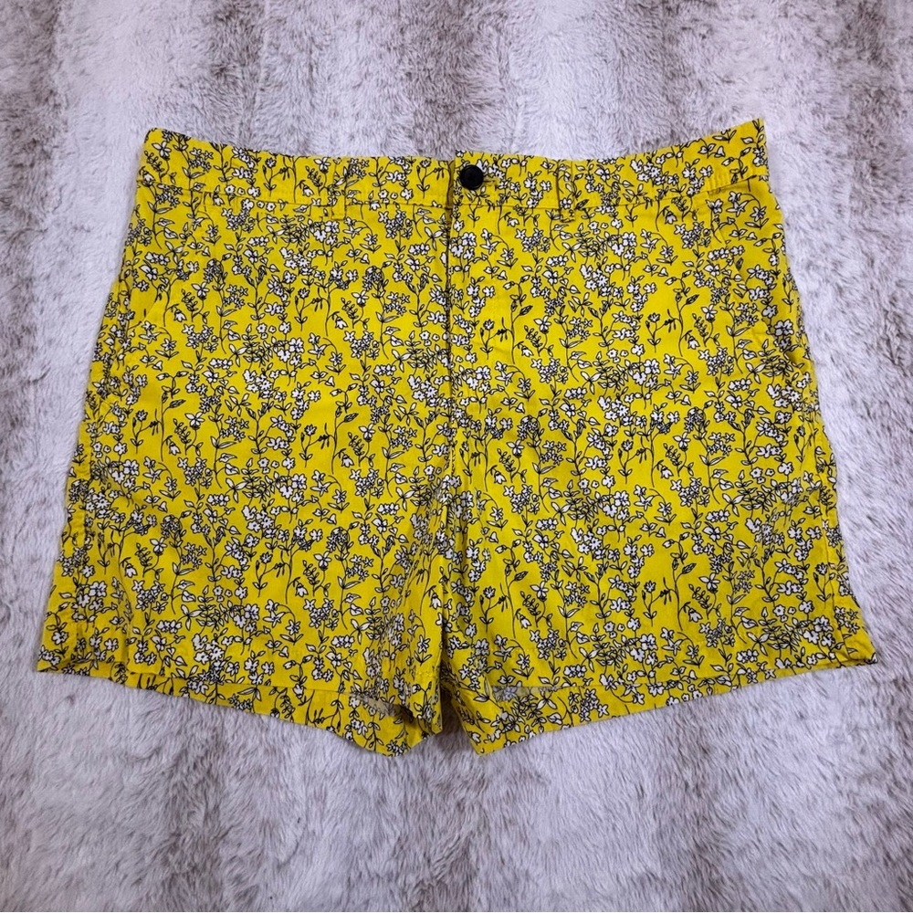 Banana Republic Yellow Floral 5” Chino Shorts Women’s 14 NWT